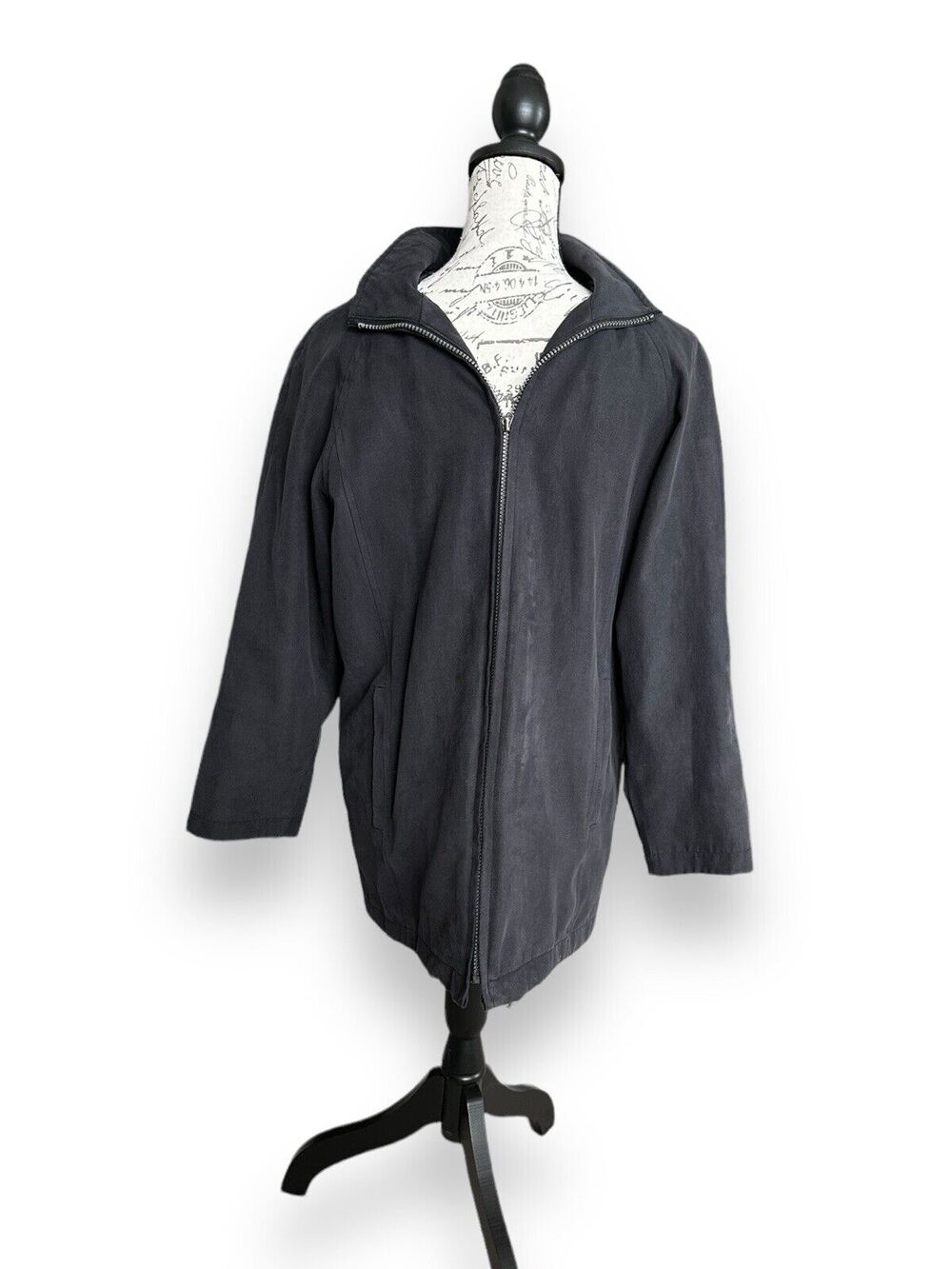 London Fog Men's Black Windbreaker Jacket with Hood - Size Small